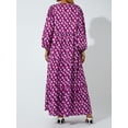 thumbnail image 3 of Michellecmm Women Geometric Print Long Dress, V-neck Puff Long Sleeve Loose Fashion Dress, 3 of 9
