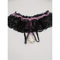 thumbnail image 2 of Tangas de malla con encaje floral, bragas con lazo y entrepierna abierta con perlas artificiales, lencería y ropa interior sexy para mujer, 2 of 5