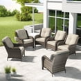 thumbnail image 6 of Meetleisure 6 Piece Wicker Patio Furniture Set, Rattan Chairs with High Back, Deep Seating, Wide Armrest, Thick Cushions for Deck Porch, Beige, 6 of 9