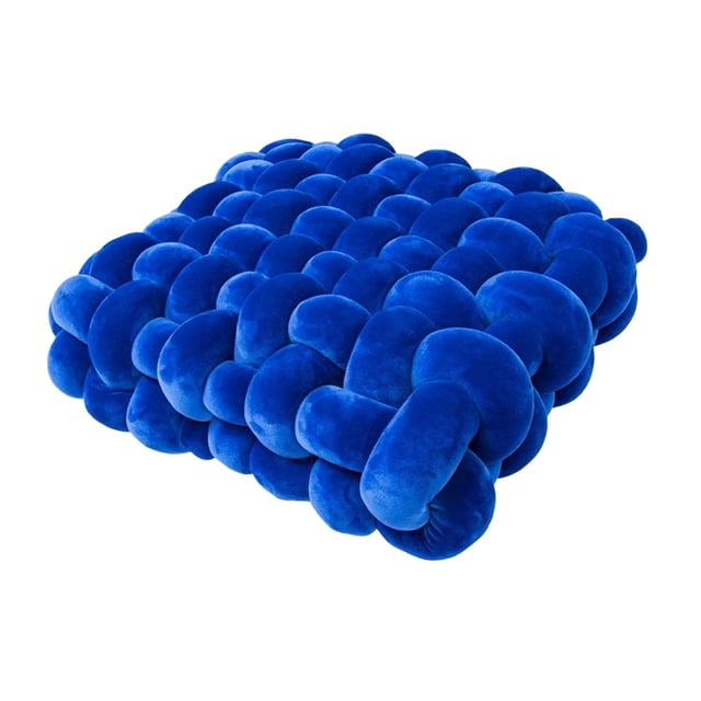 Cojín de silla tejido con nudo, creativo, cómodo, versátil y moderno para sofá. Azul brillante