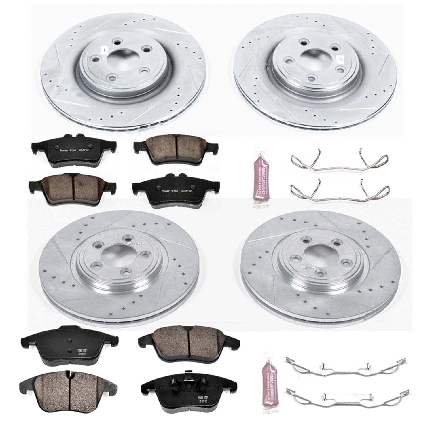 PowerStop Front and Rear Z23 Evolution Sport Carbon-Fiber Ceramic Brake Pad and Drilled & Slotted Rotor Kit Fits: JAGUAR Select Models K5637