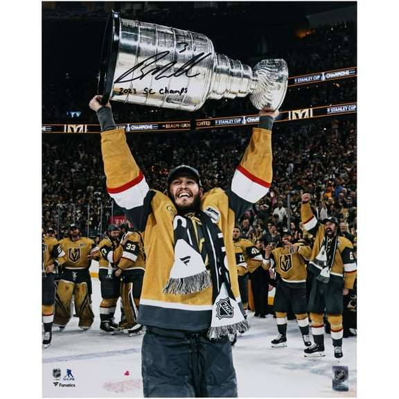 Brayden McNabb Vegas Golden Knights Autographed 2023 Stanley Cup Champions 16" x 20" Raising Cup Photograph with "2023 SC Champs" Inscription - Fanatics Authentic Certified