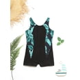 thumbnail image 3 of Sholeno Girls Athletic One Piece Swimsuit Racer Back Swminwear Boyleg Competitive Bathing Suit Black&Green 16, 3 of 7