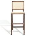 thumbnail image 2 of SAFAVIEH Couture Hattie Square Mid Back Bar Stool, Walnut/Natural, 2 of 13