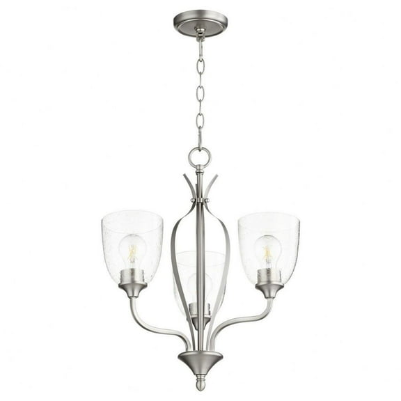 Irvine Reach 3 Light Chandelier in Bailey Street Home Home Collection Style 20 inches Wide By 21 inches High-Satin Nickel Finish-Clear Glass Color