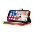 thumbnail image 6 of For Apple iPhone 14 Plus (6.7") Leather Zipper Wallet 9 Credit Card Slots Cash Money Pocket Clutch Pouch Stand & Strap Cover ,Xpm Phone Case [ Rose Gold ], 6 of 8