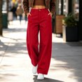 thumbnail image 4 of Lcvrioyc Wide Leg Pants for Women High Waisted Loose Pants Business Work Trousers with Pockets Fall Outfits(Red,X-Large), 4 of 7