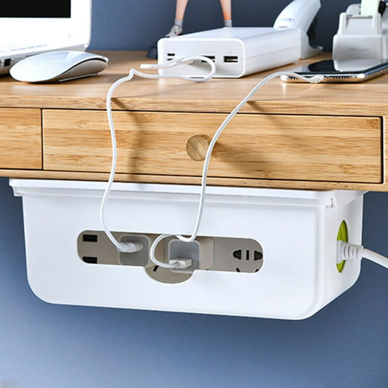 Cable Management Box,Cord Box to Hide Power Strips, Under Desk Cord  Organizer Hider to Conceal The Electrical Wires from TV Computer Under Desk  and on