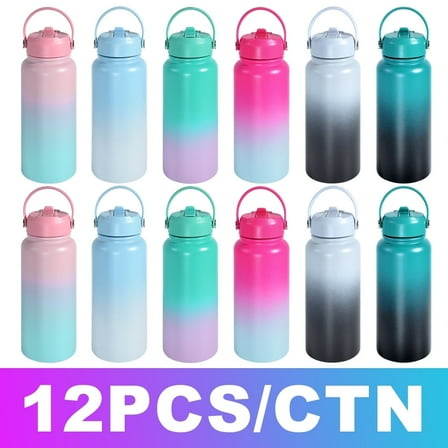 32oz sports water bottle gradient powder coated stainless steel insulated Flask assorted 12 pack