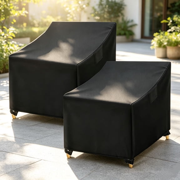 PUCACHI Patio Furniture Covers Waterproof, 280D Outdoor Furniture Covers with Windproof Buckle Strap and Adjustable Drawstring, 38"×31"×29", Black, 2 Pack