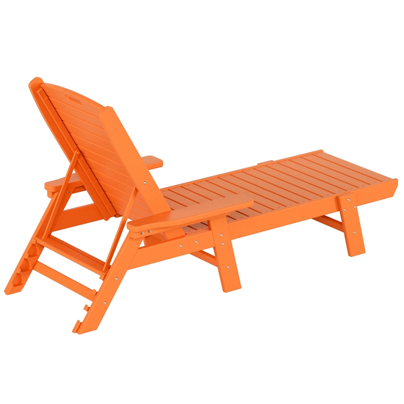 Afuera Living Coastal Outdoor HDPE Plastic Reclining Chaise Lounge in Orange - image 5 of 6
