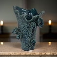 thumbnail image 6 of Benjara 17" Vase with Barnacle Design & Floral Details- Blue Ceramic Finish, 6 of 6