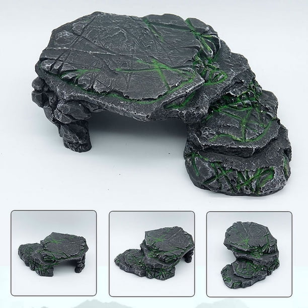 Plataforma para tomar el sol para tortugas Escondites en cuevas para esconder reptiles para tortugas acuáticas, ranas, tritones y salamandras