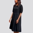 thumbnail image 4 of Kmdttou Women's Short Sleeve Loose Plain Dresses Fashion Women Summer High Waist Casual Solid Round-Neck Short Sleeve Mini Dress, 4 of 6