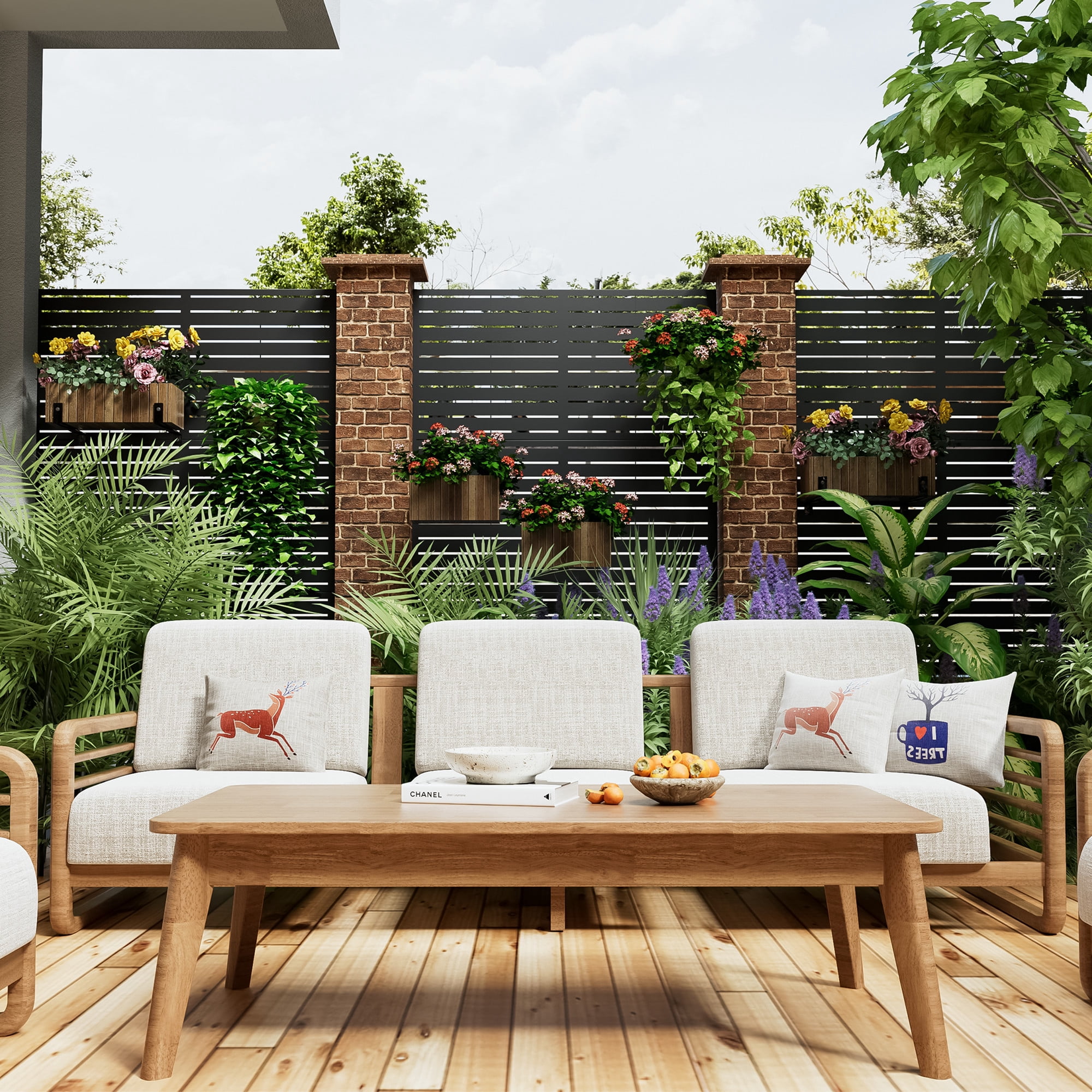 MAYEERTY 72" x 47" Outdoor Privacy Screen, Metal Decorative Screen