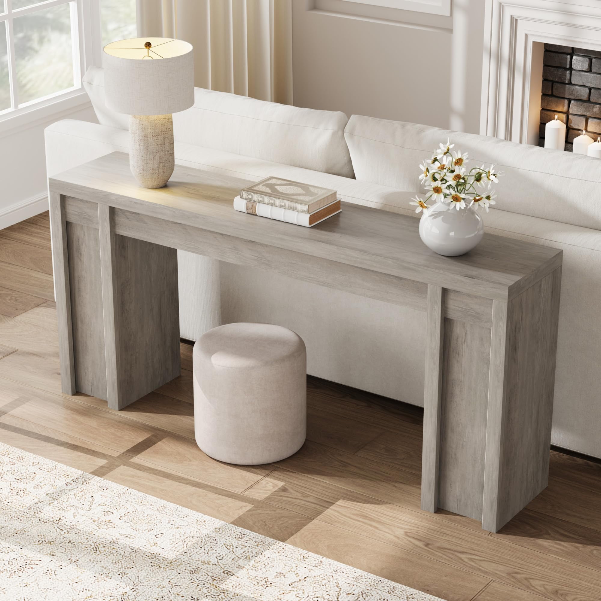 Soonbuy 70" Extra-Long Wood Console Table, Rustic Farmhouse Sofa Table for Behind Couch, Sturdy Versatile Display Entryway Table for Foyer Hallway Living Room