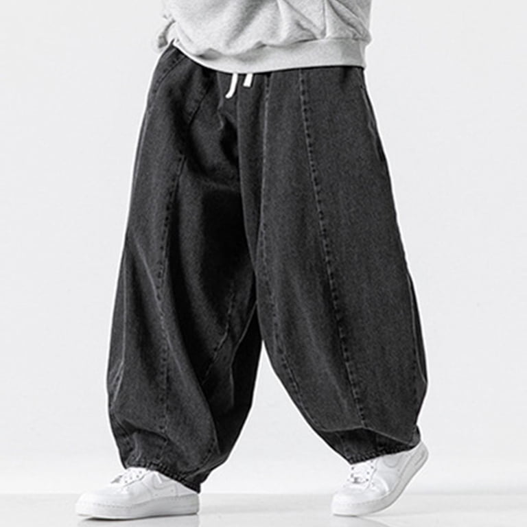 Kvture Mens Baggy Jeans Y6k Hip Hop Wide Leg Jean Stylish Casual