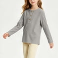 thumbnail image 3 of KyCheLot Boys' Girls' Knitted Tops Long Sleeve Round Neck Button down Tops Kids Comfy Solid Color Clothes, 3 of 5