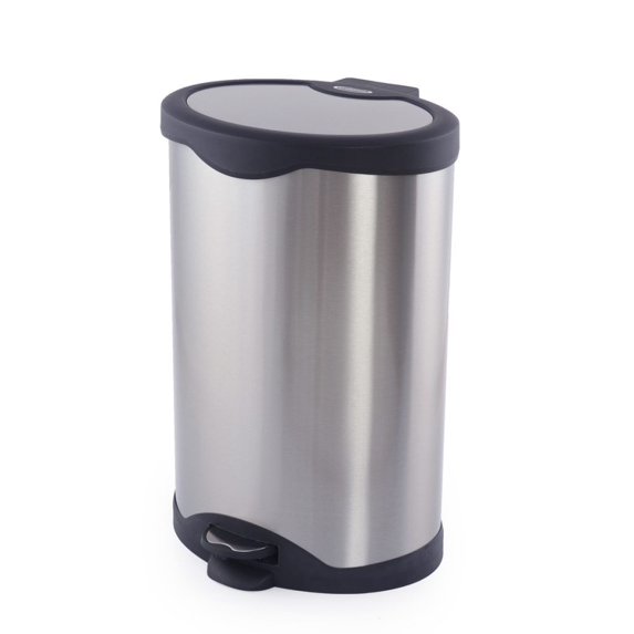 SimplyKleen Perfecta 1.5-Gallon Oval Stainless Steel Trash Can with Lid