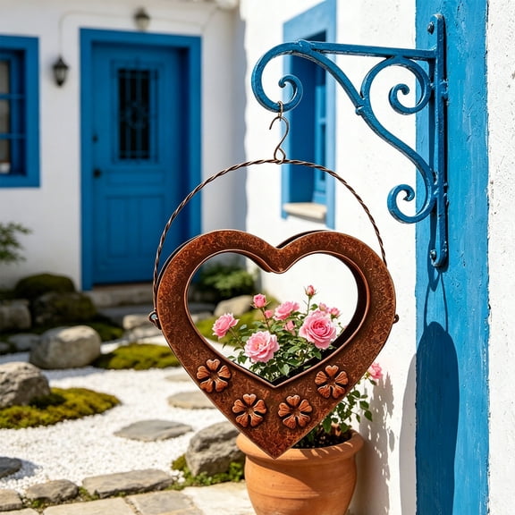 DAMAI Heart Shape Hanging Planter Pots Flower, Metal Heart Shaped Planter with Chain & Hook, Rustproof Outdoor Indoor Pot for Garden Patio Balcony Window Wall Decor
