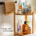 thumbnail image 6 of Bamboo Shower Corner Caddy, Large - 2 Tier Standing Shower Stand for Shampoo, Conditioner, Lotion, Soap - Caddy Organizer for Kitchen, Bedroom, or Office, 6 of 9