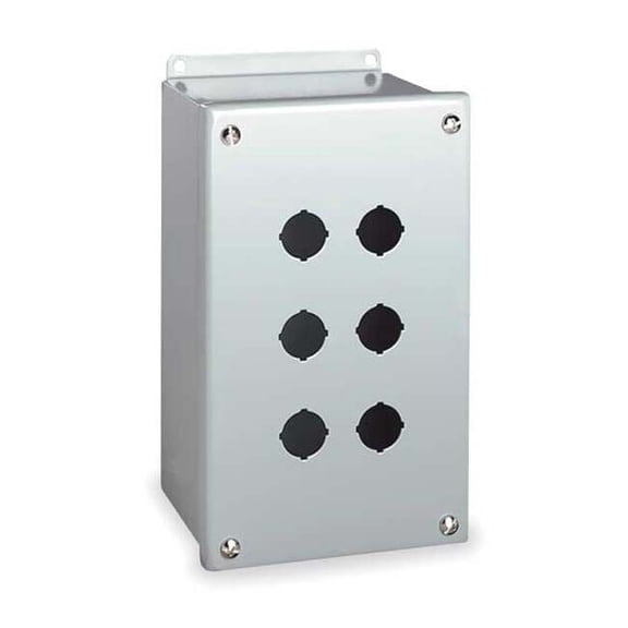 Wiegmann Pushbutton Enclosure,22mm,6 Holes,Steel PBGX6