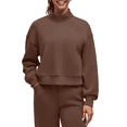 thumbnail image 3 of G4Free Smoofit Modal Soft Women's Half-Zip Pullover Mock Neck Long Sleeve Sweatshirts with Side Slits, 3 of 8