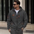 thumbnail image 2 of Men's Full Zip Hoodie Long Sleeve Casual Sweatshirt with Chest Pocket Drawstring Soft Fall Zip Up Hoodie, 2 of 6