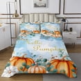 thumbnail image 1 of YST Ensemble de Couvre-Lit de l\'Action de Grâce pour Enfants Format Très Grand, Ensemble de Courtepointe Citrouille de Récolte d'Automne pour Adulte, Couvre-Lit Rustique de Style Ferme avec Feuilles d'Eucalyptus, Ensemble de Literie d'Automne avec 2 Taies d'Oreiller, 1 of 3