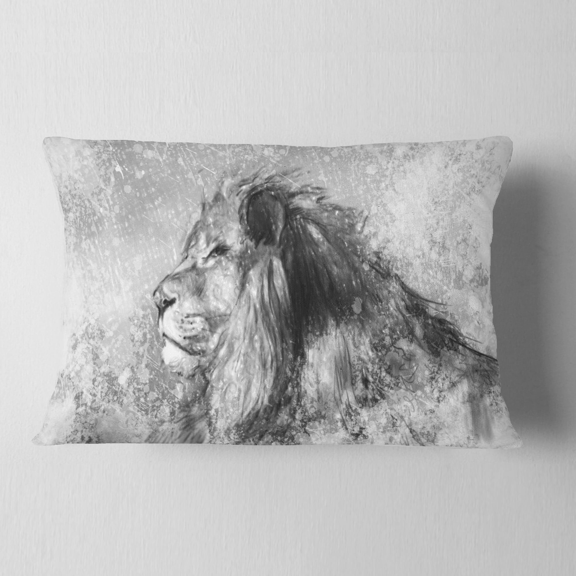 Designart Lion Tattoo Illustration Art - Abstract Throw Pillow - 12x20