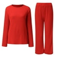 thumbnail image 2 of CILENON Womens Lounge Sets 2 Piece Outfits Women High Neck Set Casual Side Slit Knitted Sweater Pullover Top Wide Leg Pants 2 Piece Tracksuit Womens Casual Outfits Clothing Set for Women (Red,XL), 2 of 6