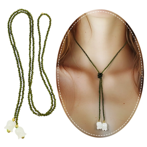 Wrapables Lily of the Valley Peridot Green Beaded Necklace