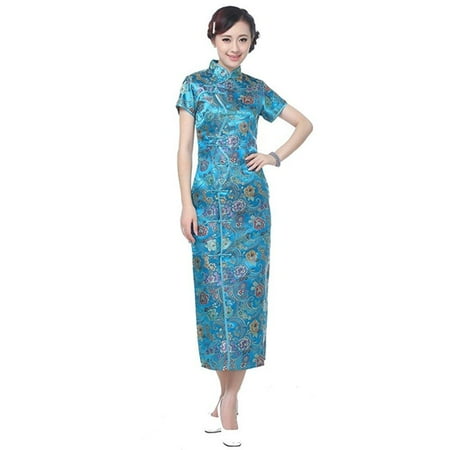 Jtc Brocade Wedding Cheongsam Chinese Dress Han Costume Qipao Party Jtc Brocade Wedding Cheongsam Chinese Dress Han Costume Qipao Party Long Skirts L