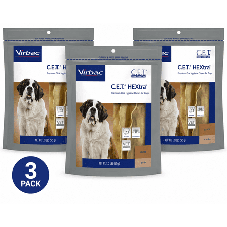 C.E.T. HEXtra Dental Chews for Large Dogs Over 50 lbs (3 Pack)
