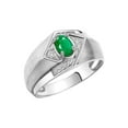 thumbnail image 3 of RYLOS Mens Rings 14K White Gold Ring 6X4MM Oval Shape Gemstone & Diamond Ring Emerald May Birthstone Rings For Man Gold Rings Size 8, 3 of 7