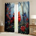 thumbnail image 2 of Manfei 3D Red Bird Curtains Pack of 2 (42x84 Each) for Teen, Dreamy Robin Butterfly Curtains Blackout, Jungle Poinsettia Flower Bedroom Curtains, Living Room Curtains Decor, 2 of 6