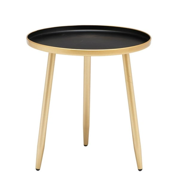 Winado Gold 3 Leg Black Tray Round Metal End Table Com Leg Black Tray Round Metal End Table, 3 Leg Round Side Table