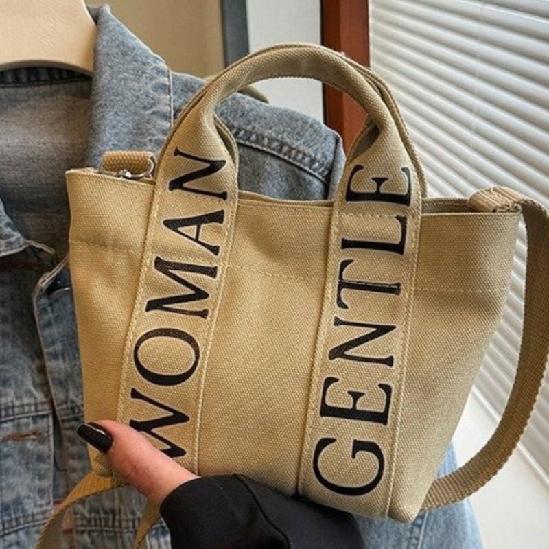 Gentlewoman® Tote Bag for Women, Canvas Crossbody Tote Bags with Magnetic buckle Casual Canvas Shoulder Bags for Work School and Travel，Khaki