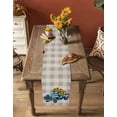 thumbnail image 4 of Blue Truck Yellow Sunflower Burlap Cotton Table Runner 13x108 Inches Long, Summer Botanical Grey Plaid Farmhouse Table Runners, Outdoor Dining Tablecloths Decor for Baby Shower/Party/Wedding, 4 of 6