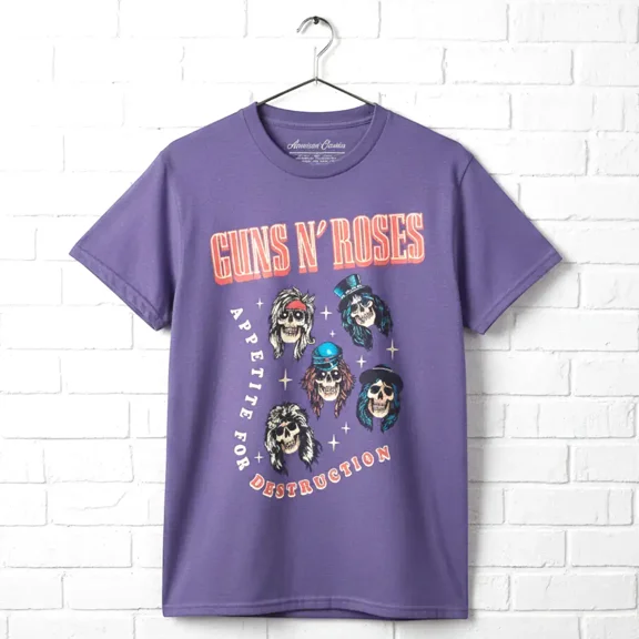 Guns N Roses Destruction Men's T Shirt (PurpleHeather, AdultS)