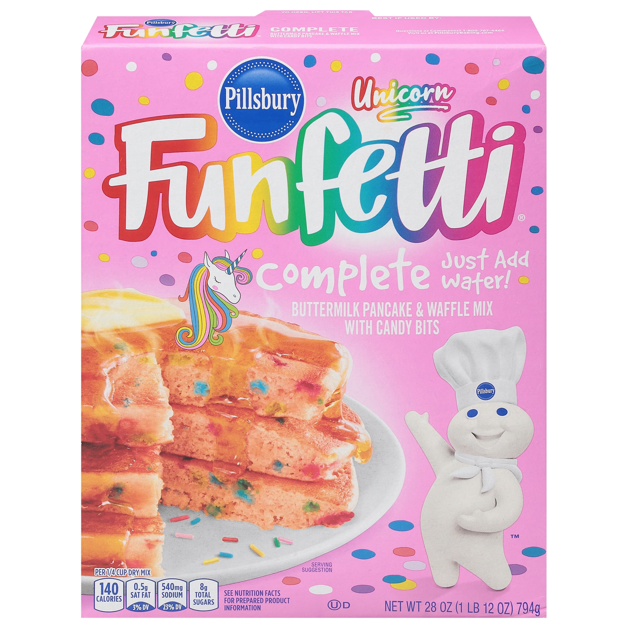 (6 pack) Pillsbury Funfetti Unicorn Complete Buttermilk Pancake and Waffle Mix, 28 Oz Box
