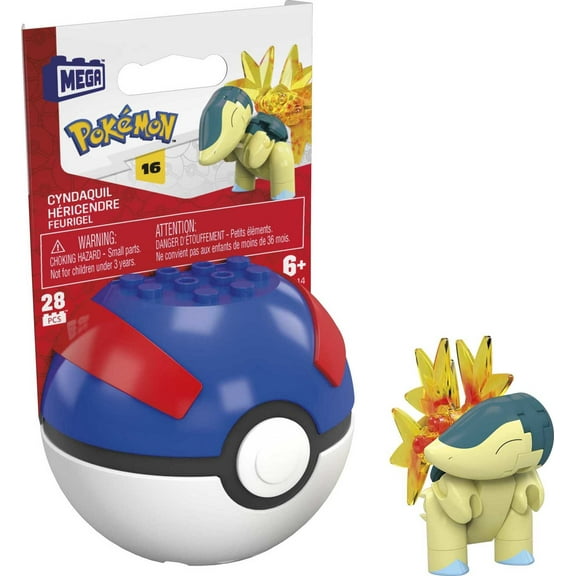 MEGA Pokemon Cyndaquil building set with 28 pieces and Poke Ball