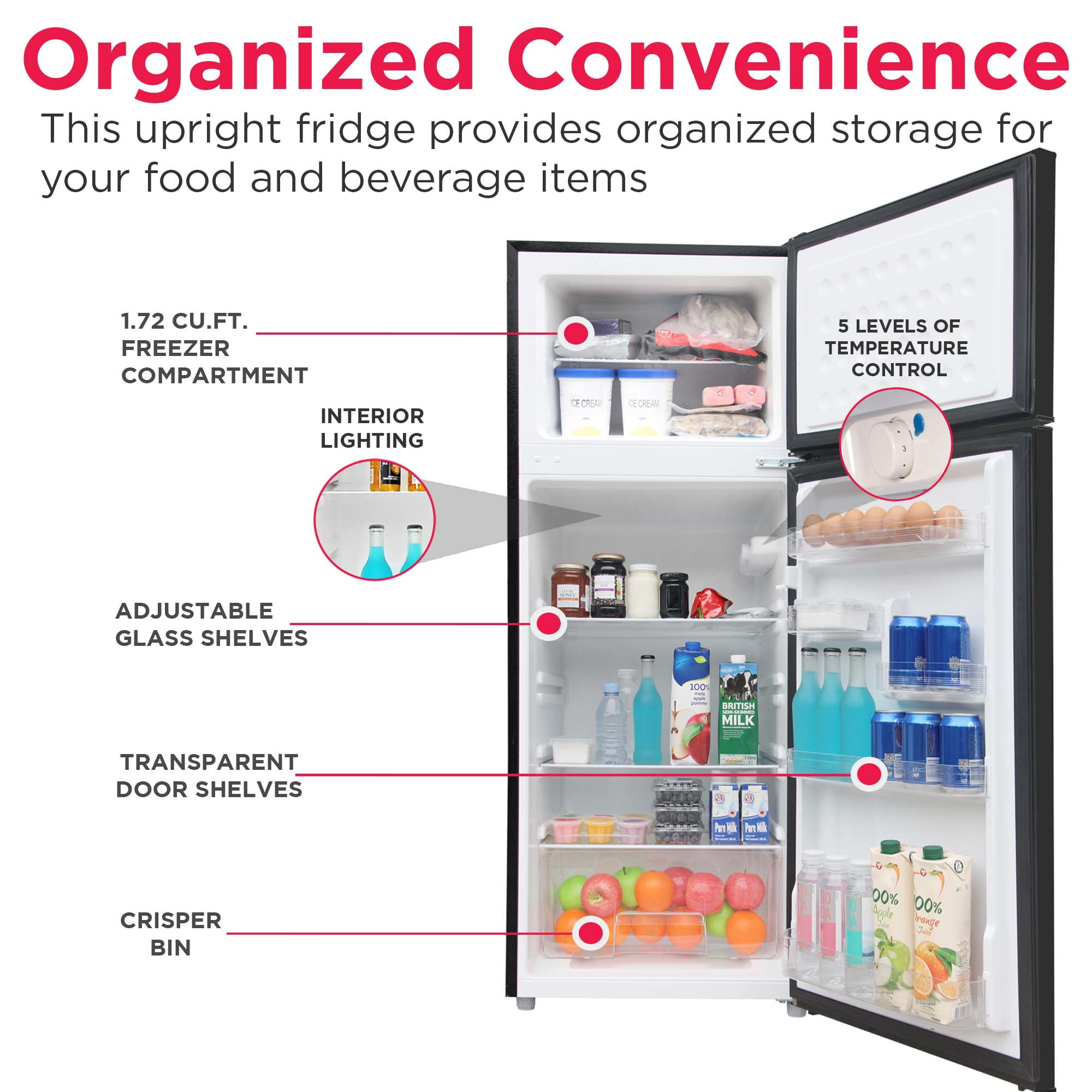 Frigidaire 7.5 Cu Ft Top Freezer Refrigerator, White Compact Fridge for Apartment, Kitchen, Office, Garage