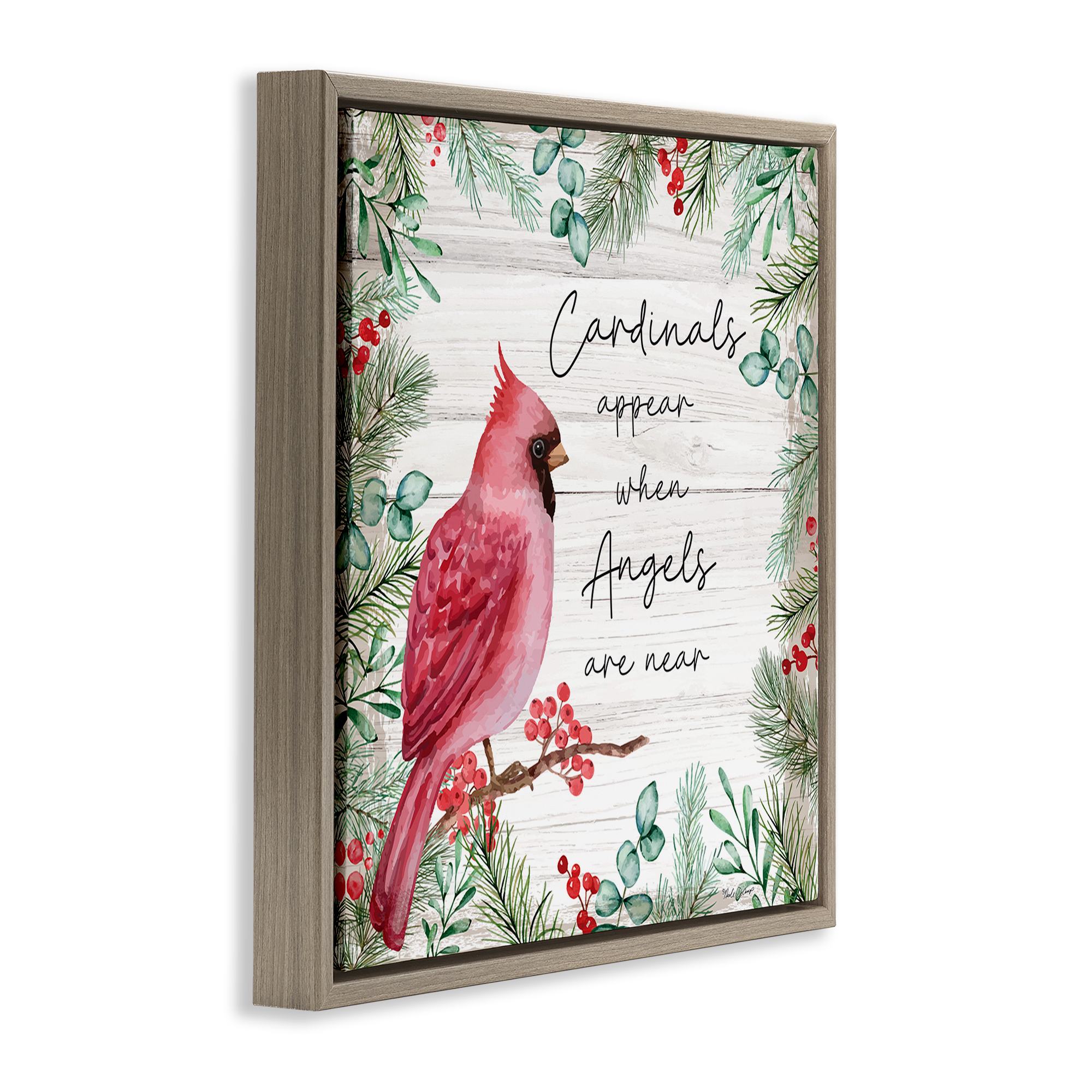 Stupell Industries Cardinals & Angels Phrase Animals & Insects Painting Brown Floater Framed Canvas Art Print Wall Art, 18 x 18
