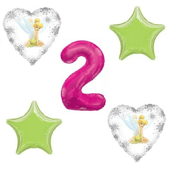 Tinkerbell Balloon Bouquet 2nd Birthday Party 5 Piece Set Party Supplies