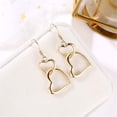 thumbnail image 4 of Pendientes con capas de corazón de doble amor para niñas, elegantes, chapados en oro y plata, cuelgan con ganchos, joyería, regalos de cumpleaños para mujeres, novia, oro -, 4 of 5