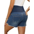 thumbnail image 3 of INSPIRE CHIC Women's Maternity Denim Shorts Over Belly High Elasticity 2026 Summer Casual Workout with Pockets Jeans Pregnancy Shorts L Deep Blue, 3 of 6