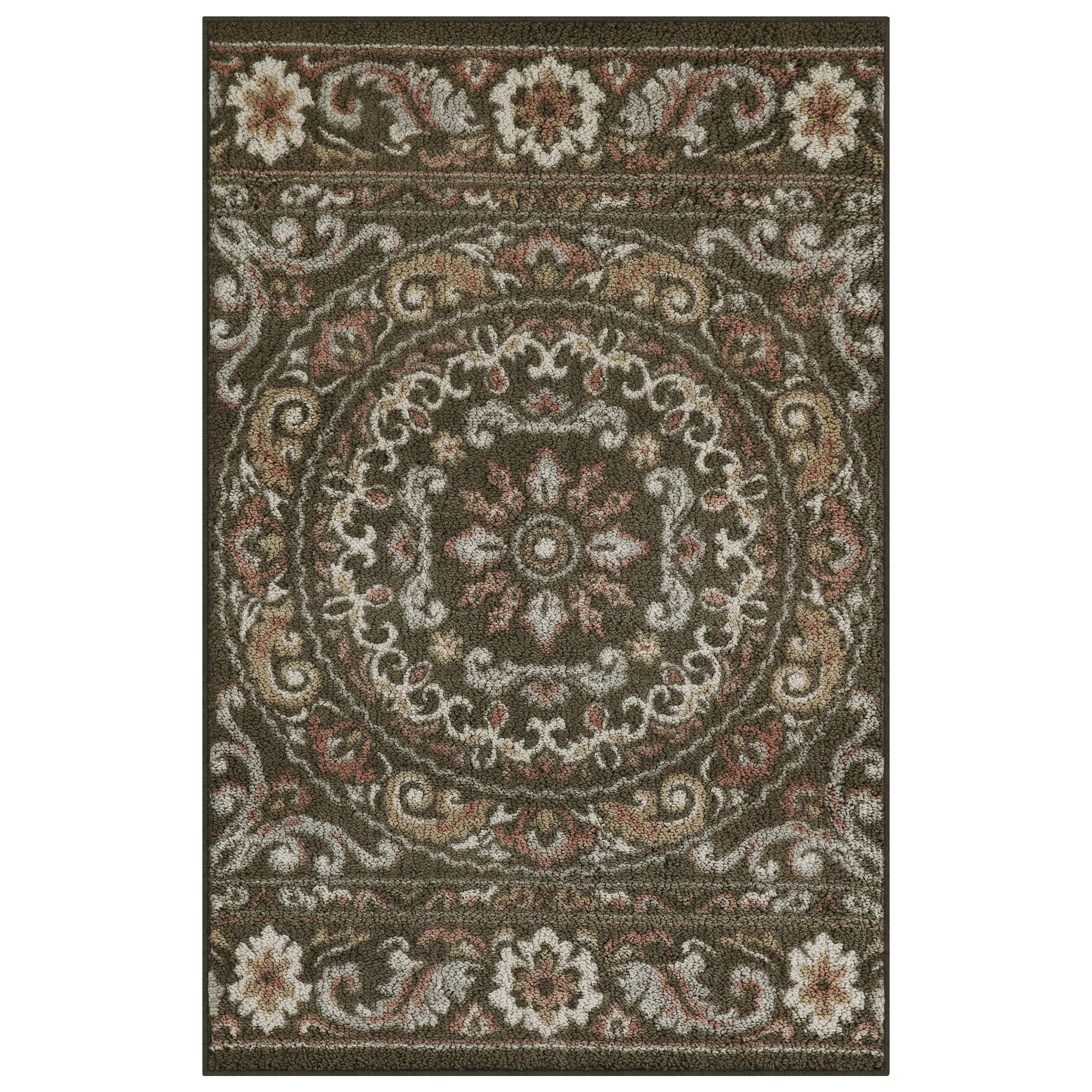 Mainstays Medallion Blush Nylon Loop Pile Print Area Rug or Runner, ,