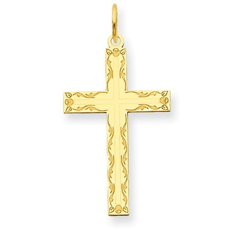 14k Yellow Gold Laser Designed Latin Cross Pendant