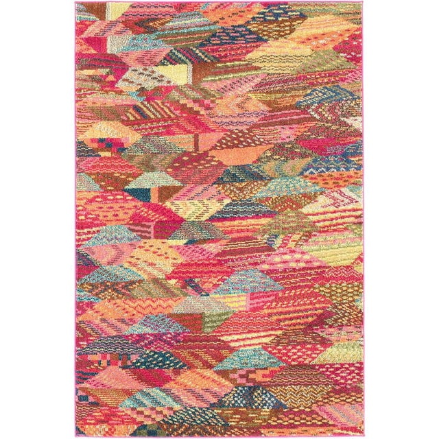 Unique Loom Tapis Abstrait Sedona Surteint 4' x 6' Rectangle Multi/rose